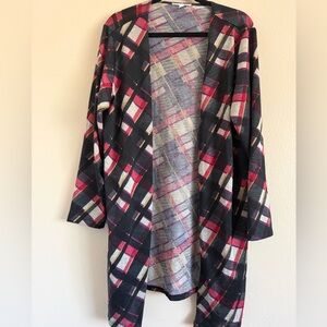 🧣Plaid Open Front Cardigan - Red and Black